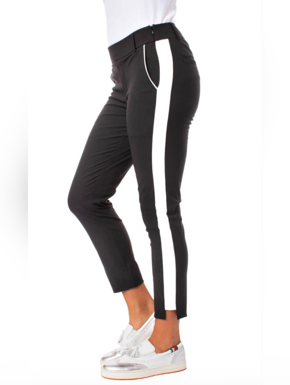 Golftini Black/White Stretch Ankle Pant | Size XS